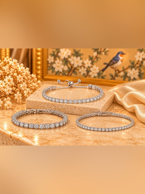 The Unbranded Brand Jewelry - Cubic Zirconia Tennis Bracelet 4mm Adjustable Sparkle Jewelry Fifi’s Closet